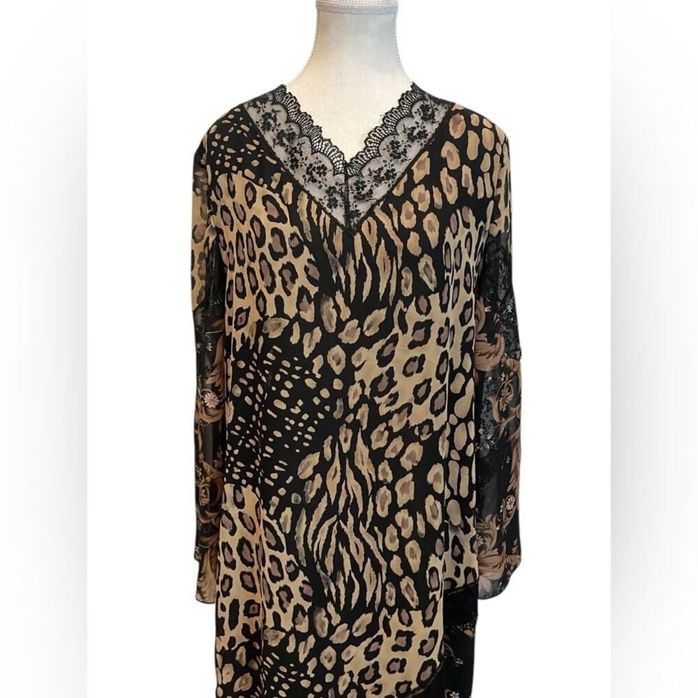 Jonquil Diane Samandi Nieman Marcus Butterfly Animal Print Lined Dress - Picture 2 of 12